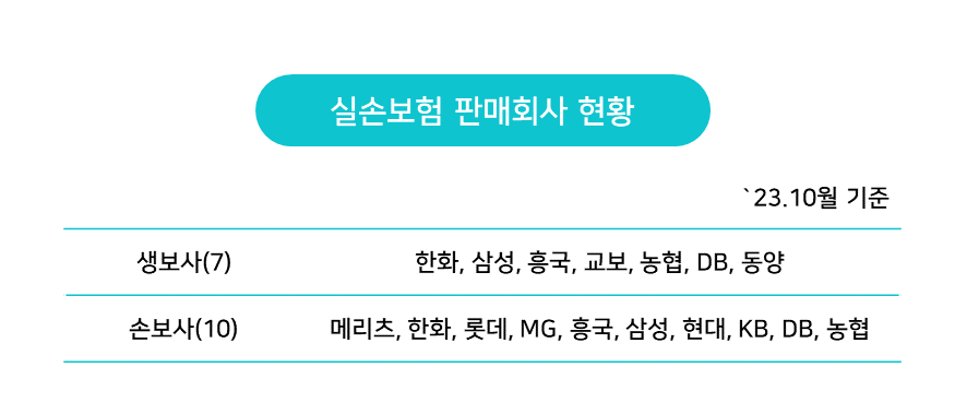 실손보험 판매회사 현황 [출처 : 생명보험협회 홈페이지, 손해보험협회홈페이지]