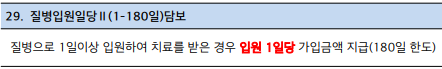 입원일당특약 - 질병입원일당 ⅱ(1-180일)담보