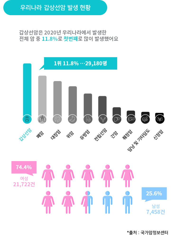 대한민국 갑상선암 발생 현황 [출처 : 국가암정보센터]